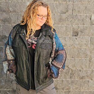 Deep Sea Rebel Denim Jacket w/ Crochet Sleeves